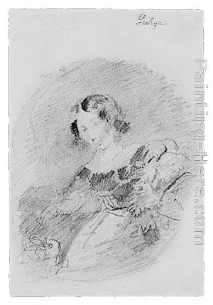 Emanuel Gottlieb Leutze Girl with Rabbit (from McGuire Scrapbook)